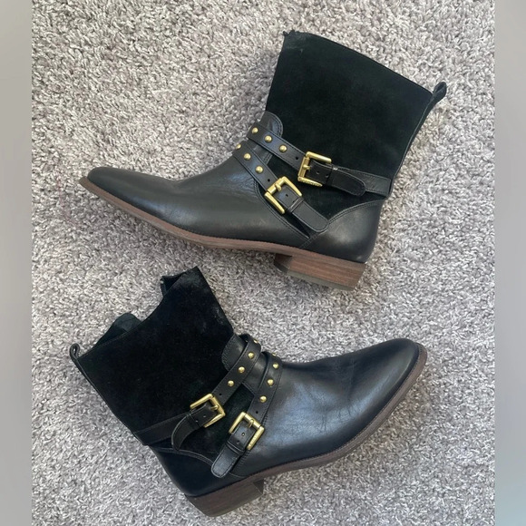 COACH | Lilliana Black Gold Stud Boots - Picture 2 of 10